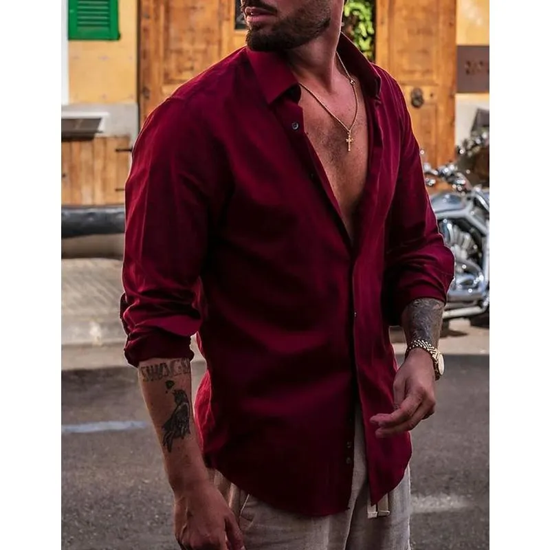 Men's Casual Cotton and Linen Long Sleeve Shirt 05746582Y sold by Manly product image thumbnail 3