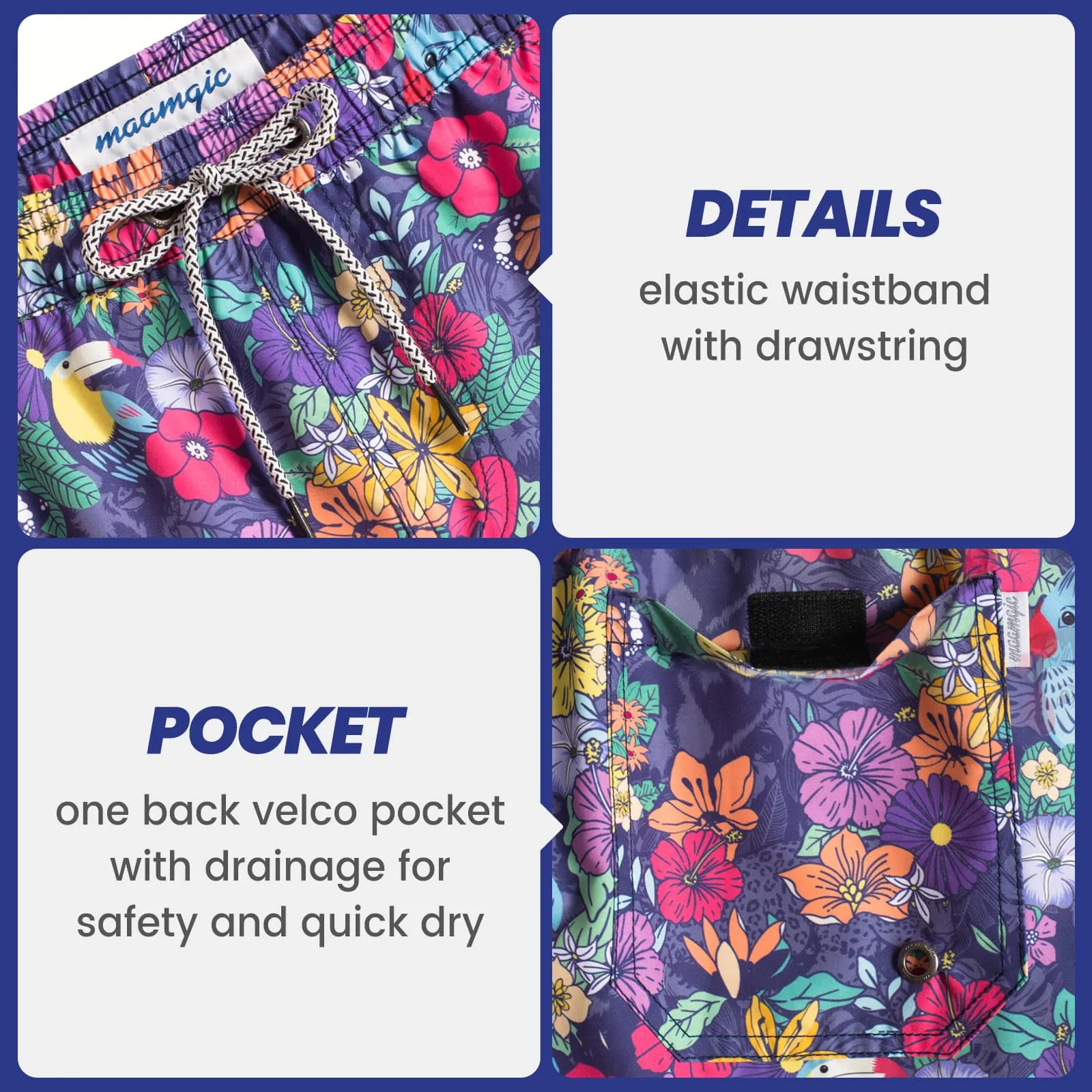 5.5 Inch Inseam Bouquets of Flowers Swim Trunks sold by maamgic product image thumbnail 4