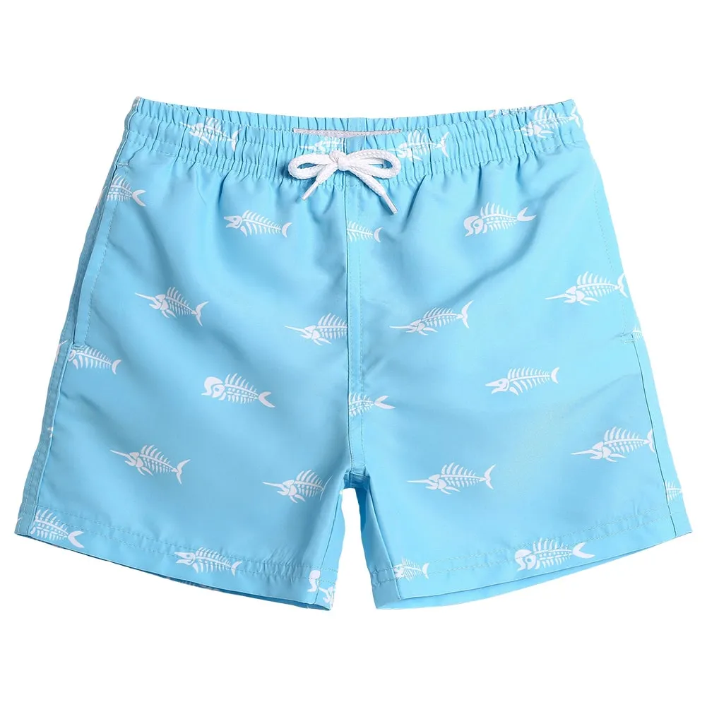Boys Pink & Blue Fish Bone Swim Trunks sold by maamgic