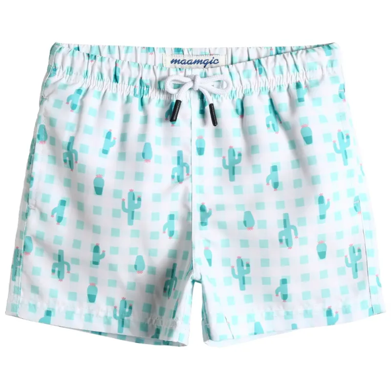 Boys Cute Cactus Print Swim Trunk sold by maamgic