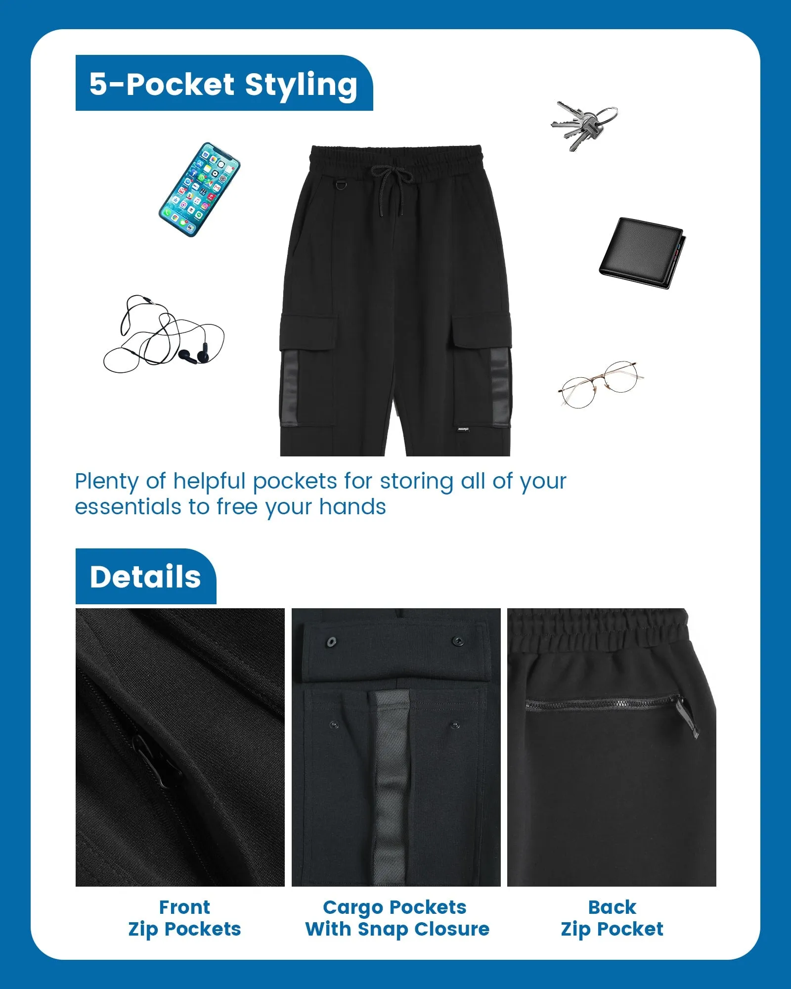 Men's Relaxed Fit Cotton Cargo Joggers sold by maamgic product image thumbnail 4