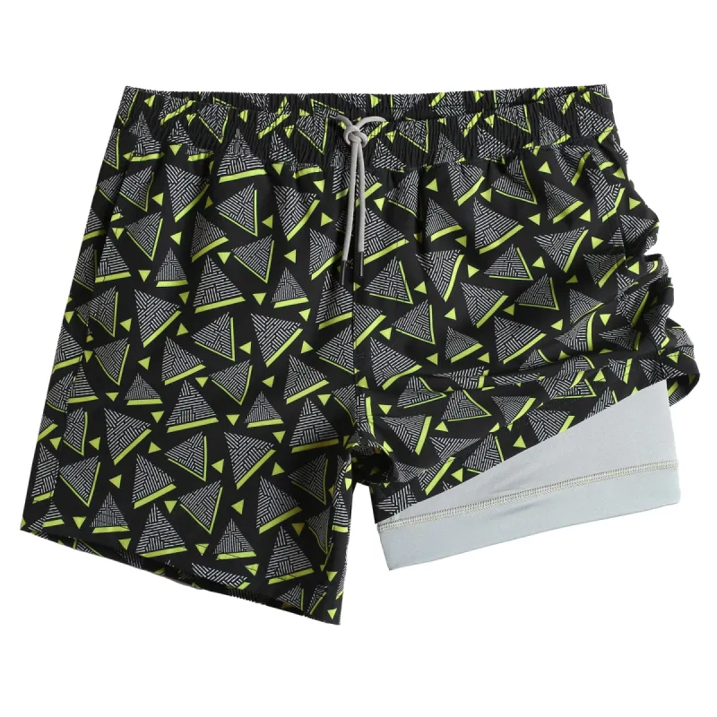 2 in 1 Stretch Short Lined Pyramid Black Gym Shorts sold by maamgic
