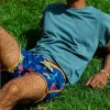 FloraFever Red Flowers Swim Trunks sold by maamgic