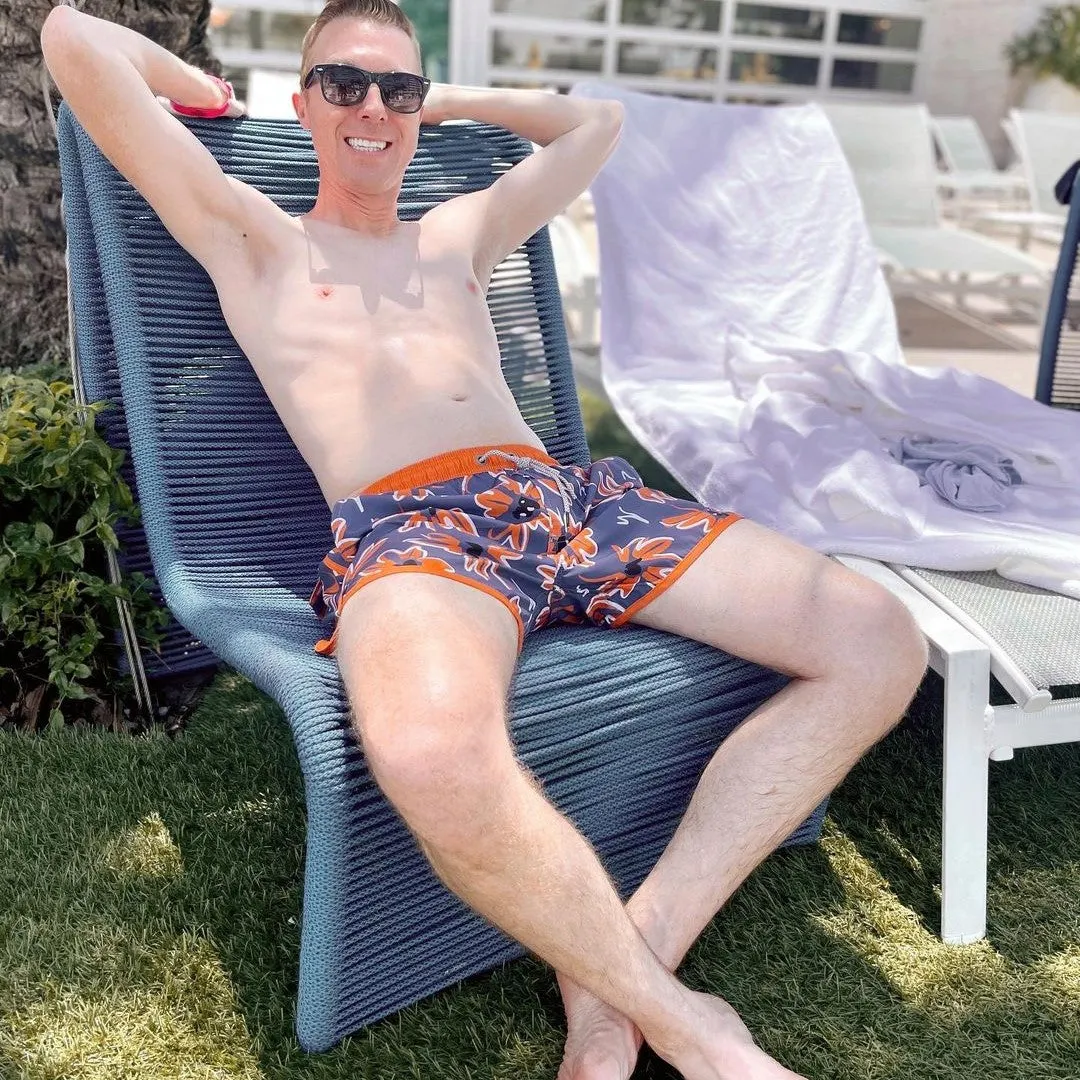 4.5 Inch Inseam Vintage Stretch Dark Night Lilac Swim Trunks sold by maamgic product image thumbnail 5