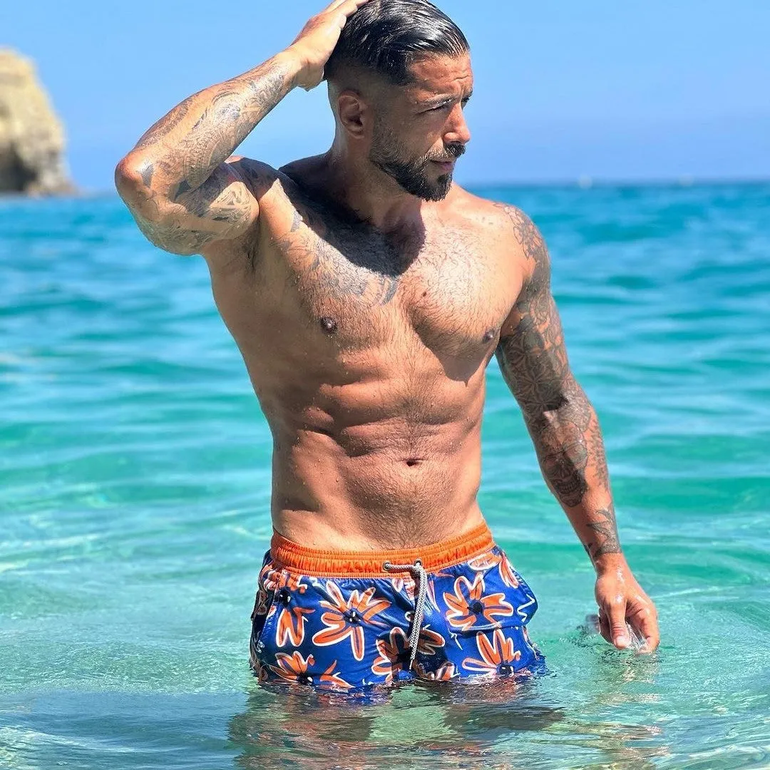 4.5 Inch Inseam Vintage Stretch Dark Night Lilac Swim Trunks sold by maamgic product image thumbnail 2