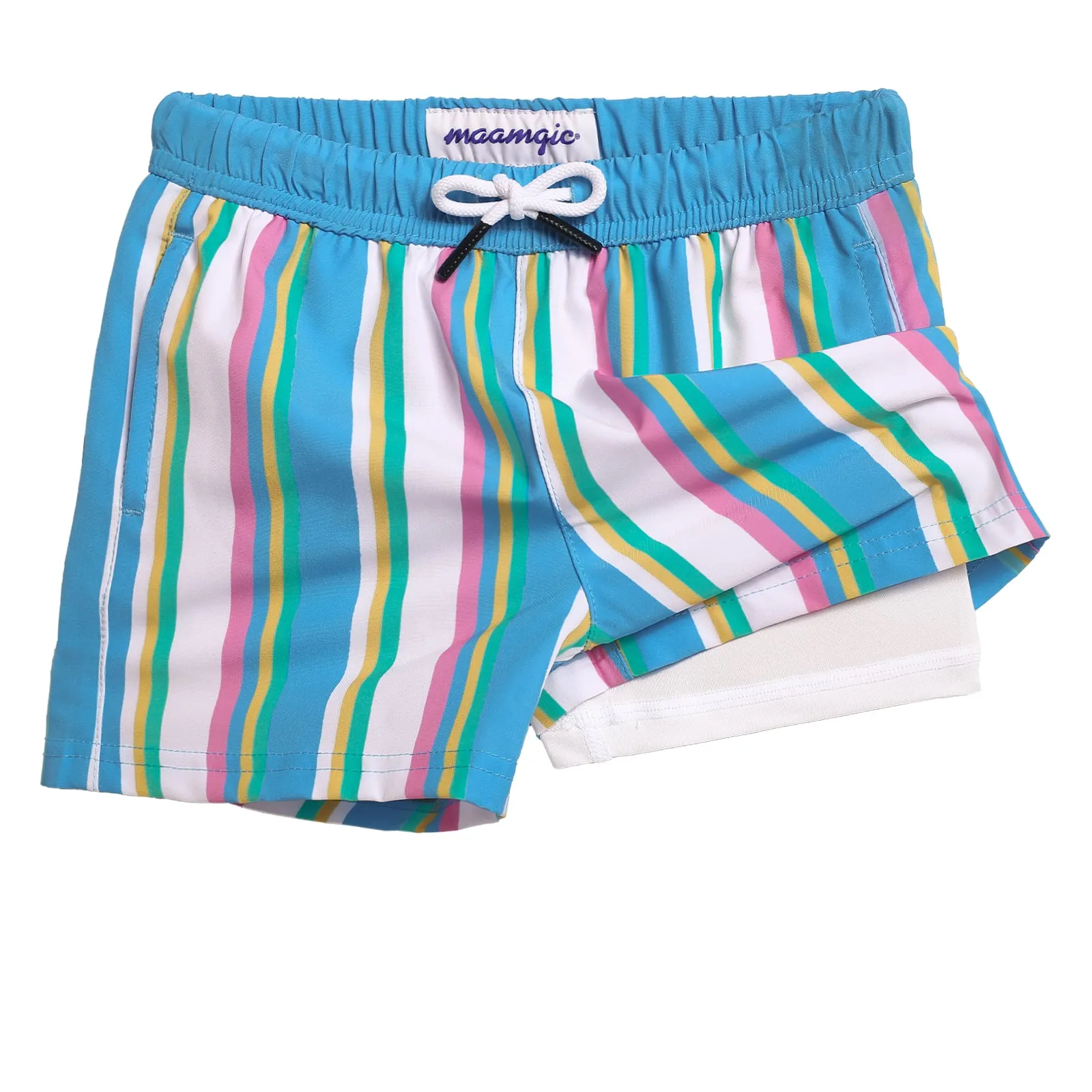 Effortless Color Stripes 5.5" Boys Swim Shorts sold by maamgic