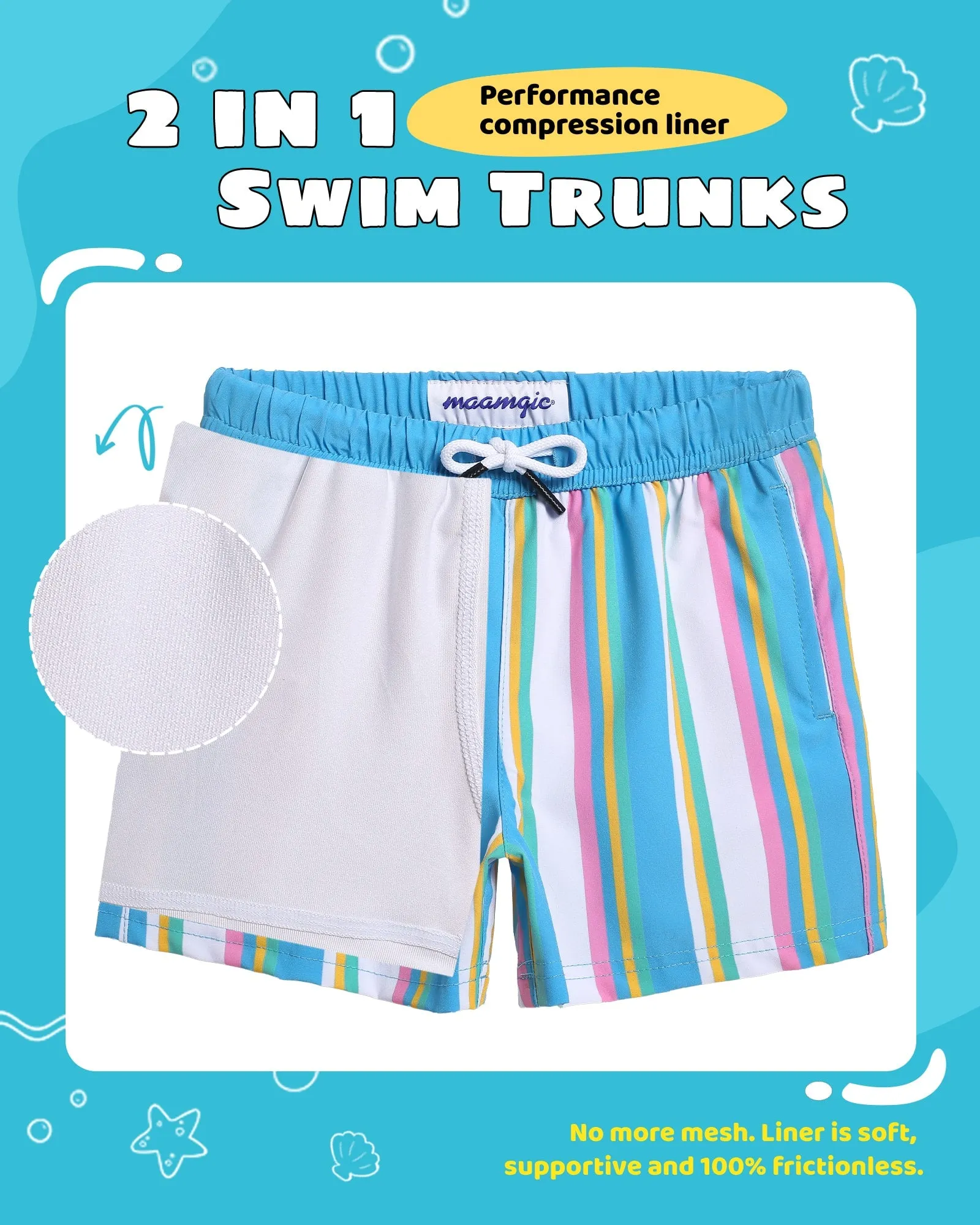Effortless Color Stripes 5.5" Boys Swim Shorts sold by maamgic product image thumbnail 3