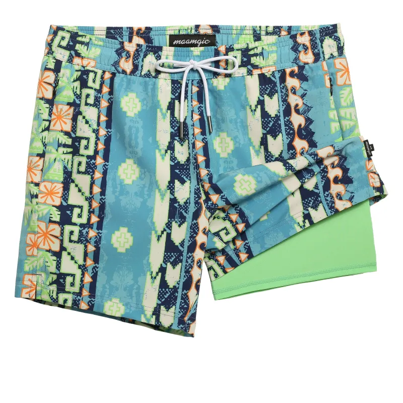 EpochEcho Tropical Aztec Fusion Swim Trunks sold by maamgic