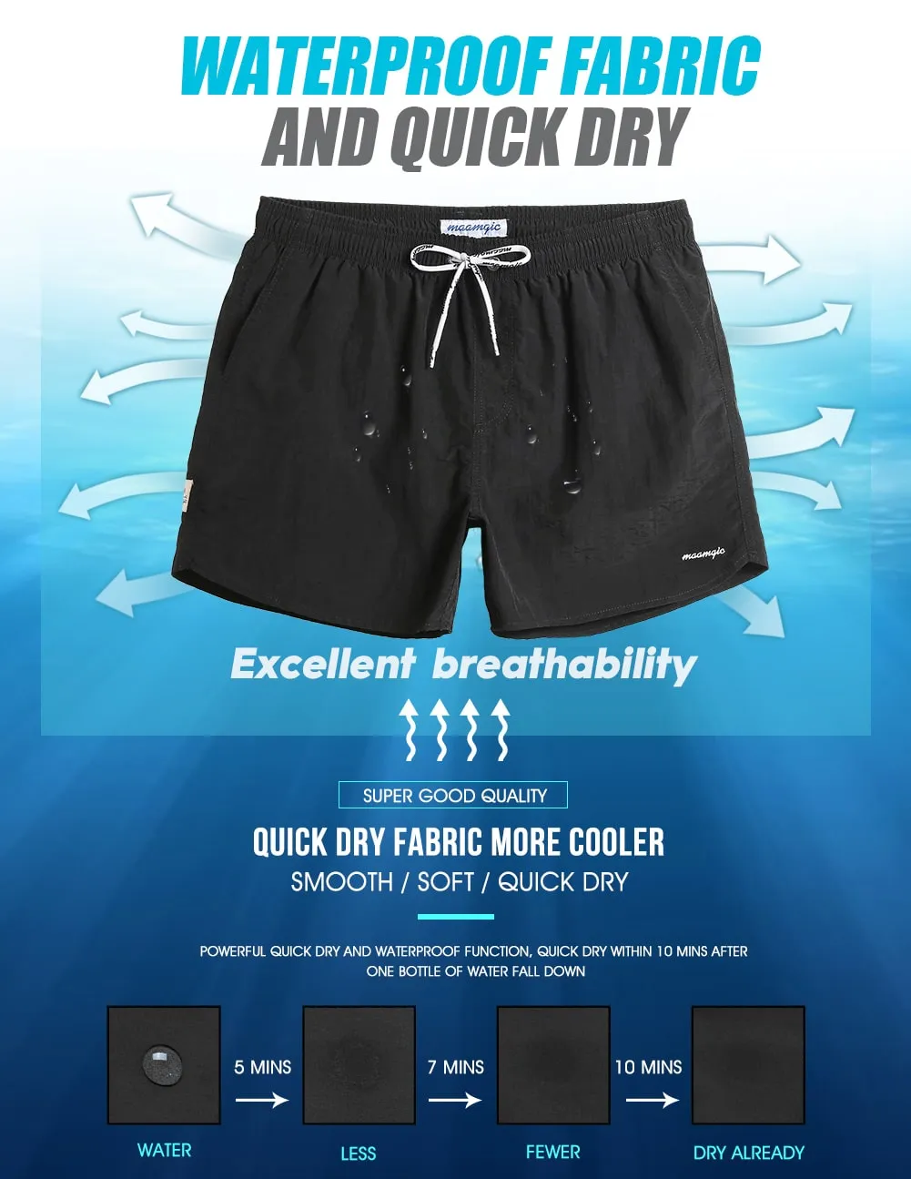 Ocean Spectrum Nylon Solid Color Swim Trunks sold by maamgic product image thumbnail 5