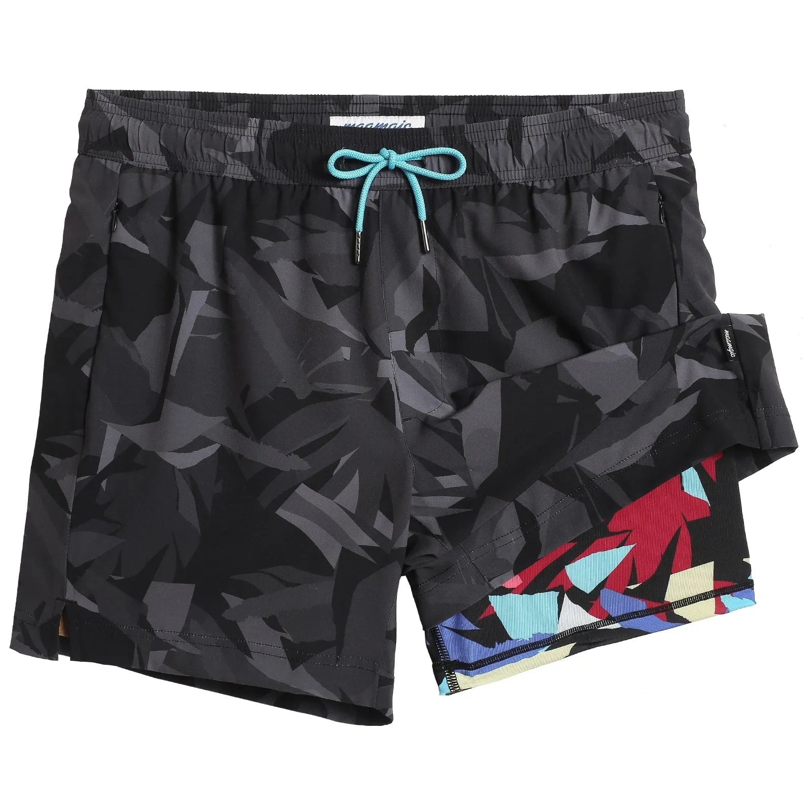 FlipFlicker Grey Geo Swim Trunks sold by maamgic