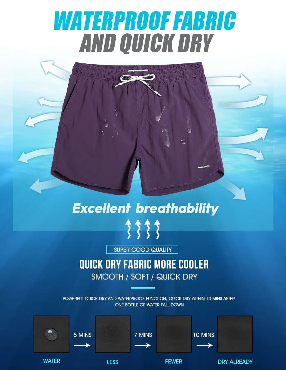 Ocean Spectrum Nylon Solid Color Swim Trunks sold by maamgic product image thumbnail 5