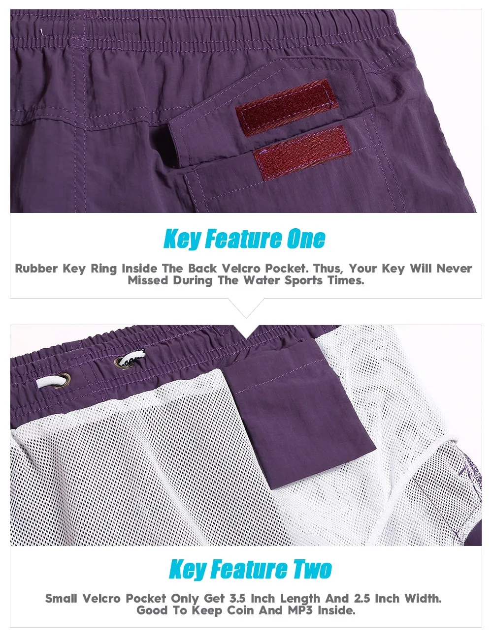 Ocean Spectrum Nylon Solid Color Swim Trunks sold by maamgic product image thumbnail 3