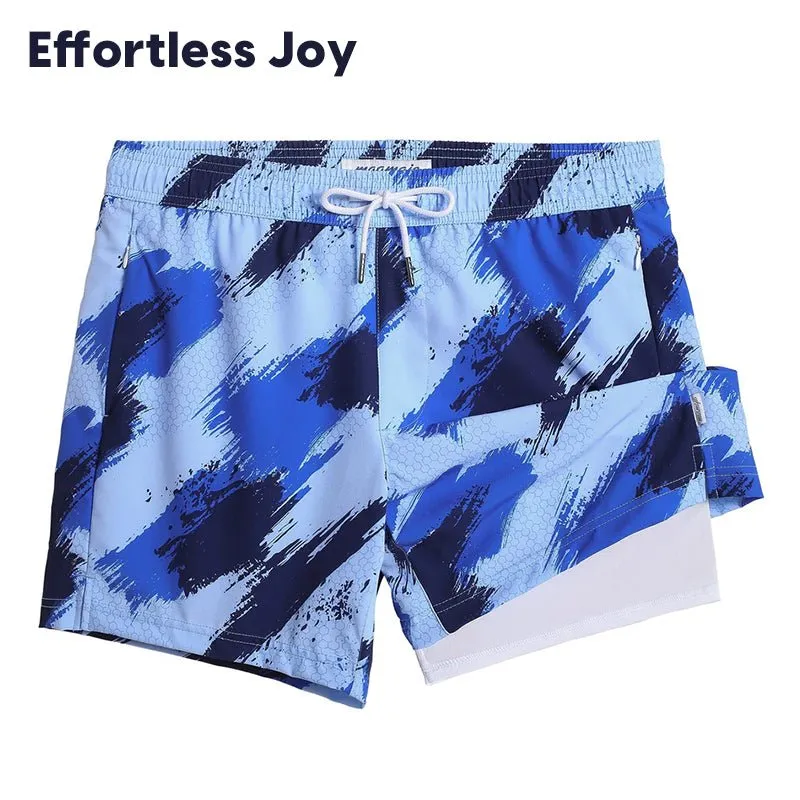 M Blue Abstract Brushstroke Pattern Shorts sold by maamgic