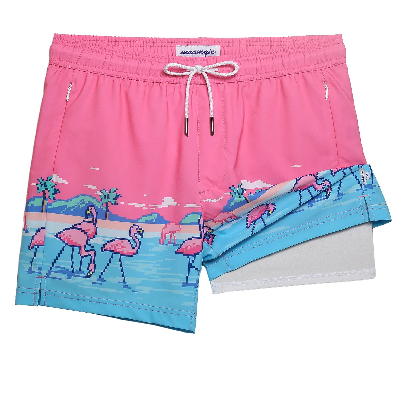 VivaVacay Flamingo Swim Trunks sold by maamgic