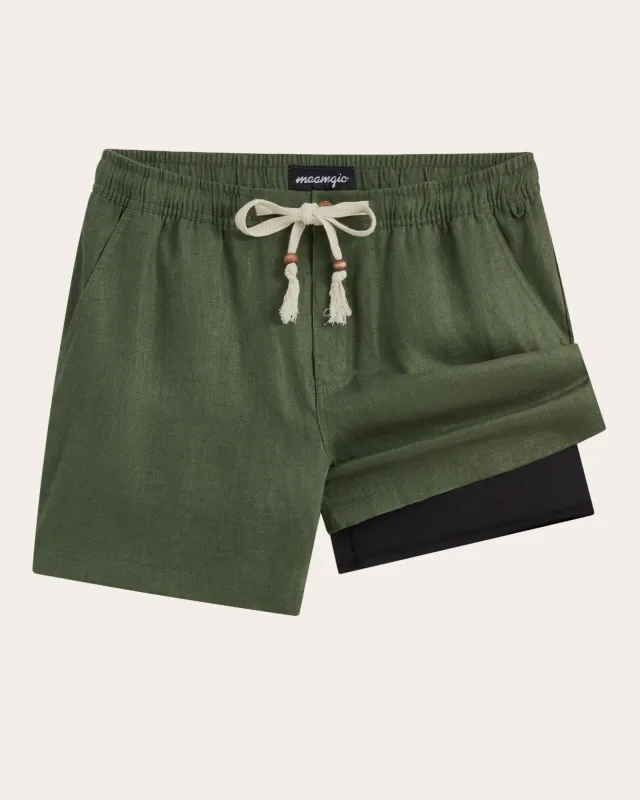 Linenova Strawing Linen Shorts sold by maamgic