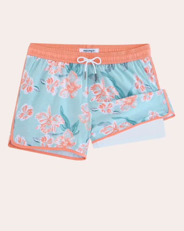 ChinoWaveII Pink Flowers Swim Trunks made by maamgic