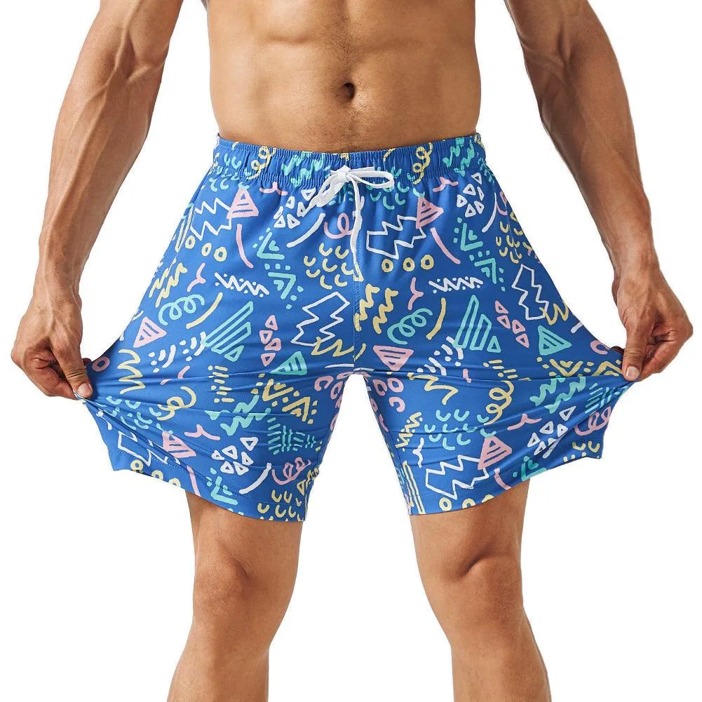 7 Inch Inseam Stretch Blue Funny Printed Swim Trunks sold by maamgic product image thumbnail 2