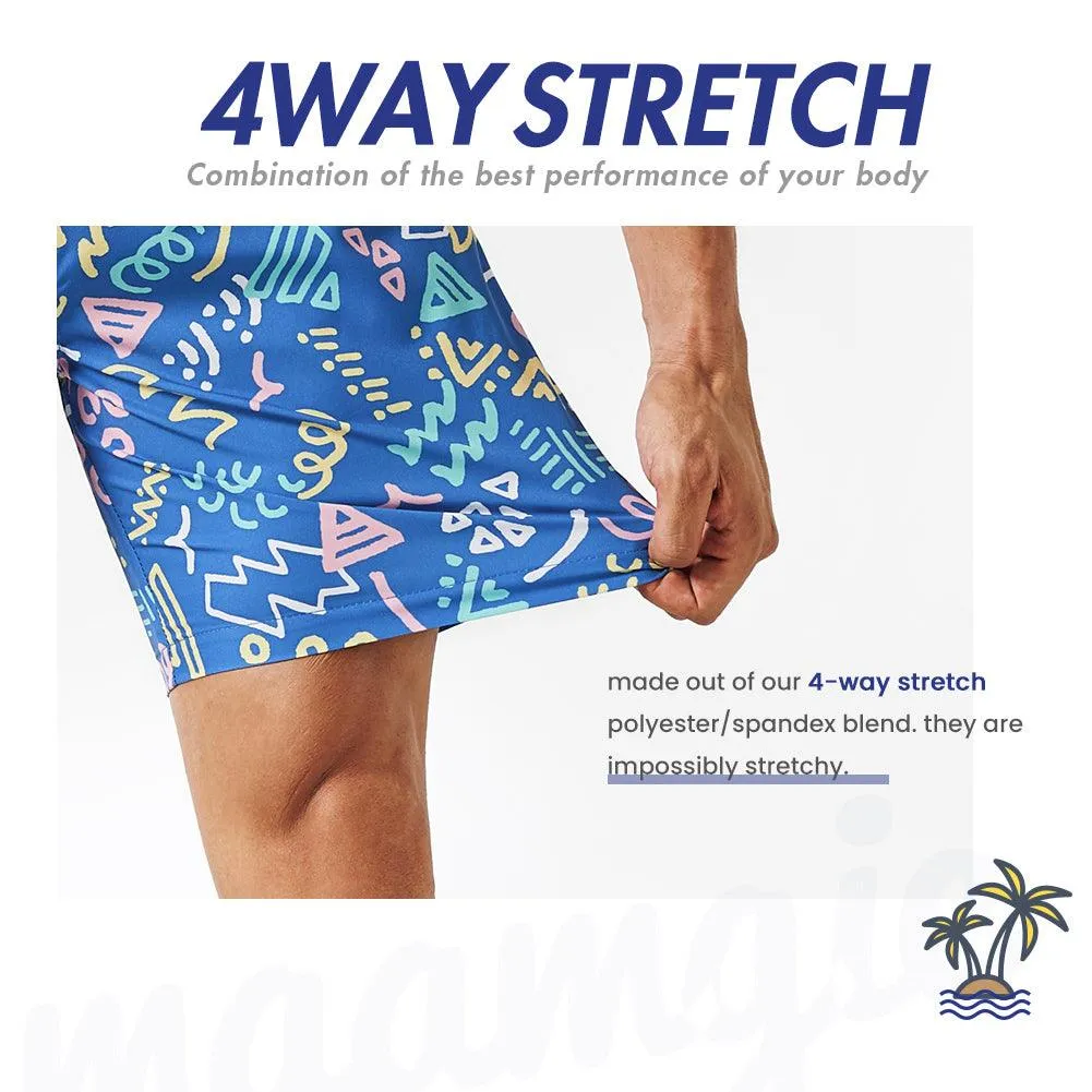 7 Inch Inseam Stretch Blue Funny Printed Swim Trunks sold by maamgic product image thumbnail 3