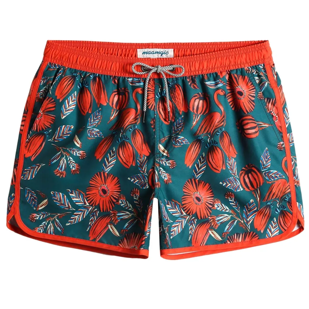 FloraFever Red Flowers Swim Trunks sold by maamgic