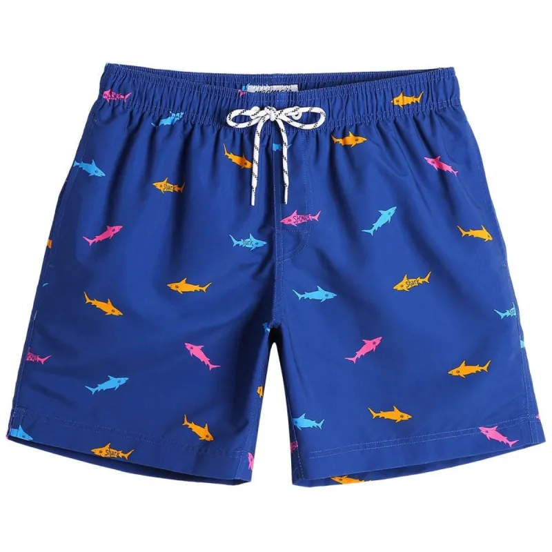 7 Inch Inseam Blue Shark Swim Trunks sold by maamgic