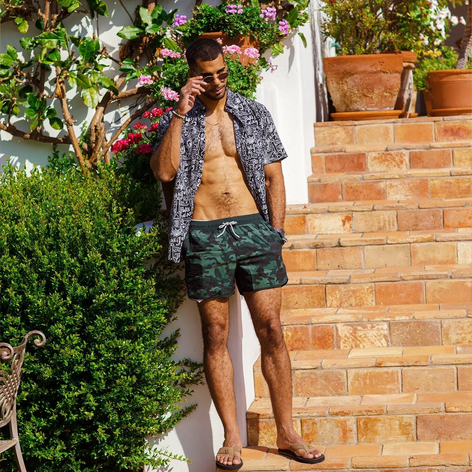 4.5 Inch Inseam Vintage Stretch Camouflage Swim Trunks sold by maamgic product image thumbnail 2
