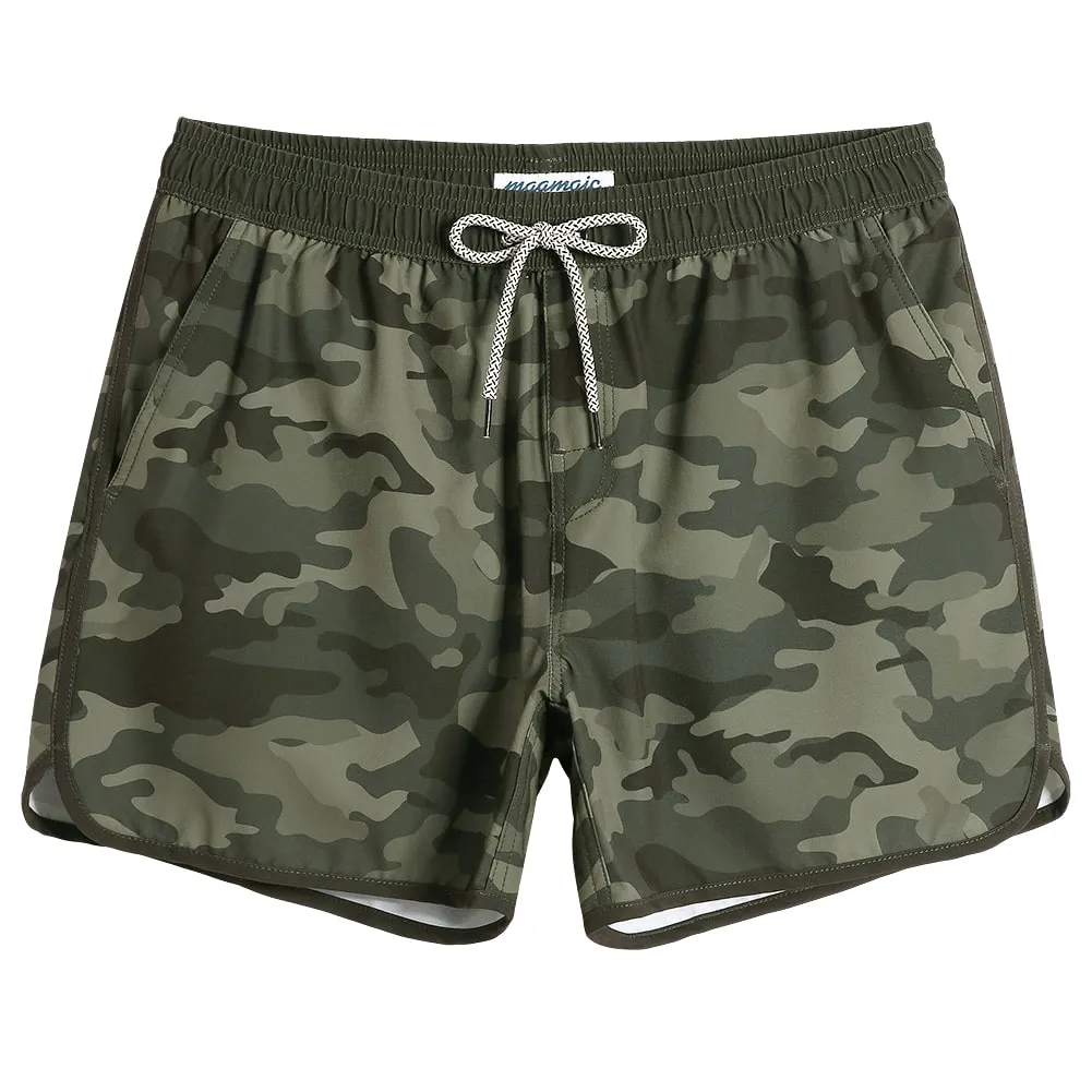 4.5 Inch Inseam Vintage Stretch Camouflage Swim Trunks sold by maamgic