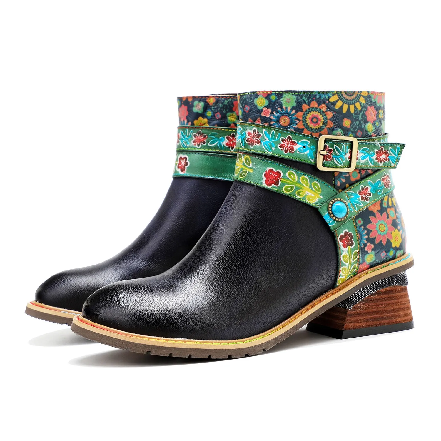 Retro Casual Style Strap Low Heel Ankle Boots sold by superladystar