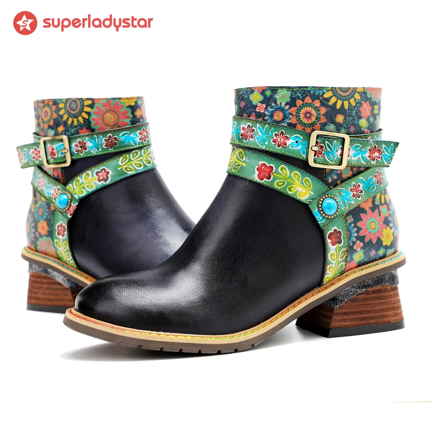 Retro Casual Style Strap Low Heel Ankle Boots sold by superladystar product image thumbnail 3