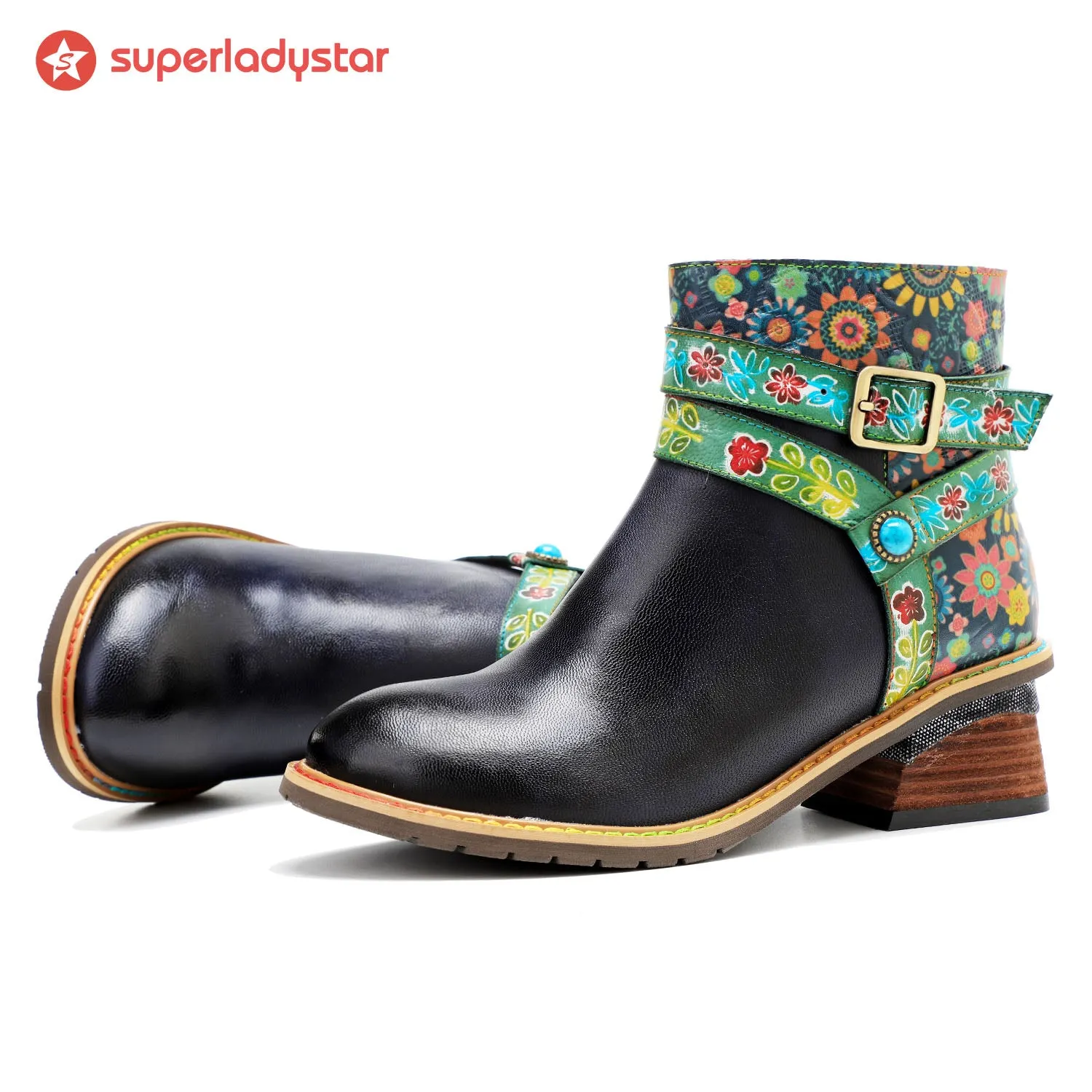 Retro Casual Style Strap Low Heel Ankle Boots sold by superladystar product image thumbnail 2