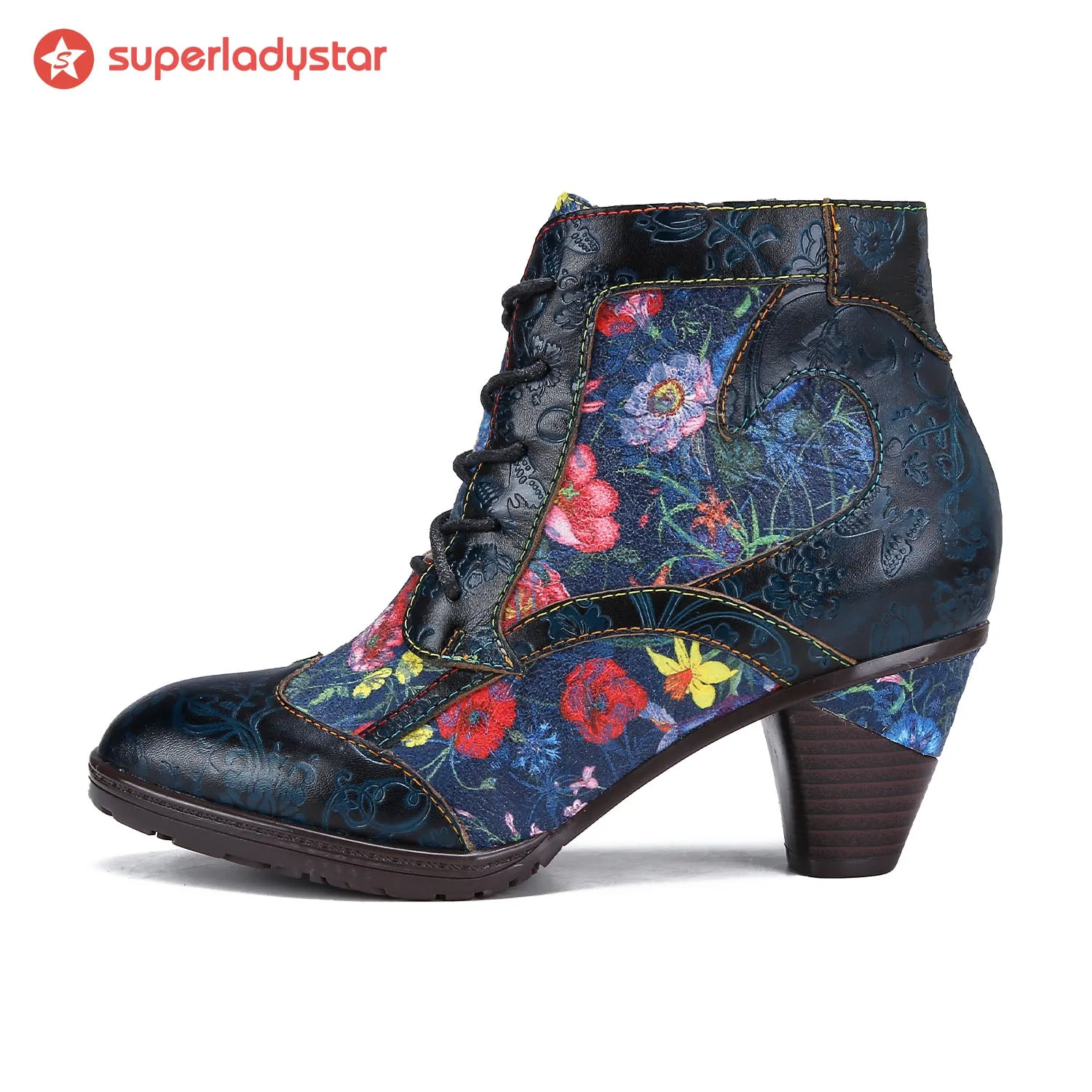 Retro Handmade Leather Patchwork Ankle Boots sold by superladystar product image thumbnail 5