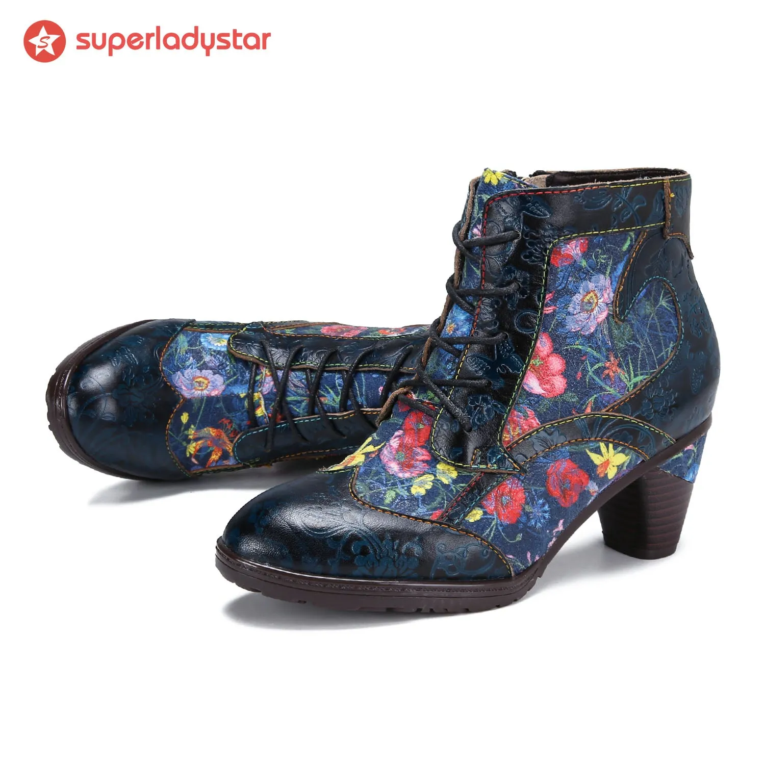 Retro Handmade Leather Patchwork Ankle Boots sold by superladystar product image thumbnail 4