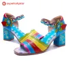 Handmade Genuine Leather Colorful Striped Cute Sandals sold by superladystar