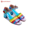 Handmade Genuine Leather Colorful Striped Cute Sandals sold by superladystar