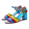 Handmade Genuine Leather Colorful Striped Cute Sandals sold by superladystar