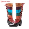 Leather Handmade Embossed Adjustable Boots sold by superladystar