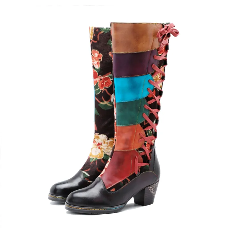 Leather Handmade Embossed Adjustable Boots sold by superladystar