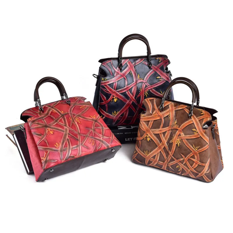 Hand-crafted Embossed Genuine Leather Crossbody Tote sold by superladystar product image thumbnail 5