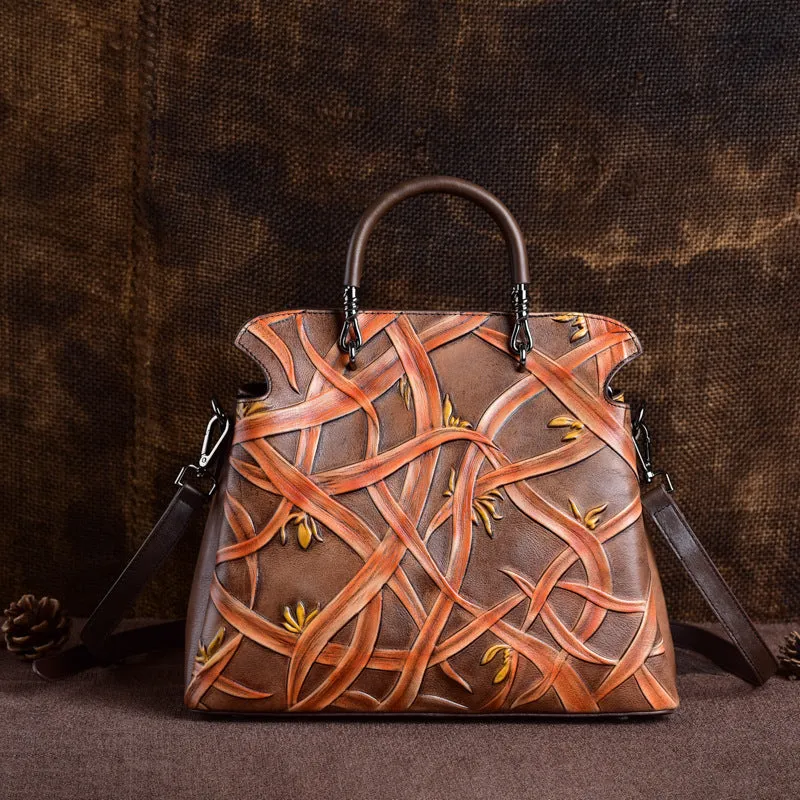 Hand-crafted Embossed Genuine Leather Crossbody Tote sold by superladystar product image thumbnail 4