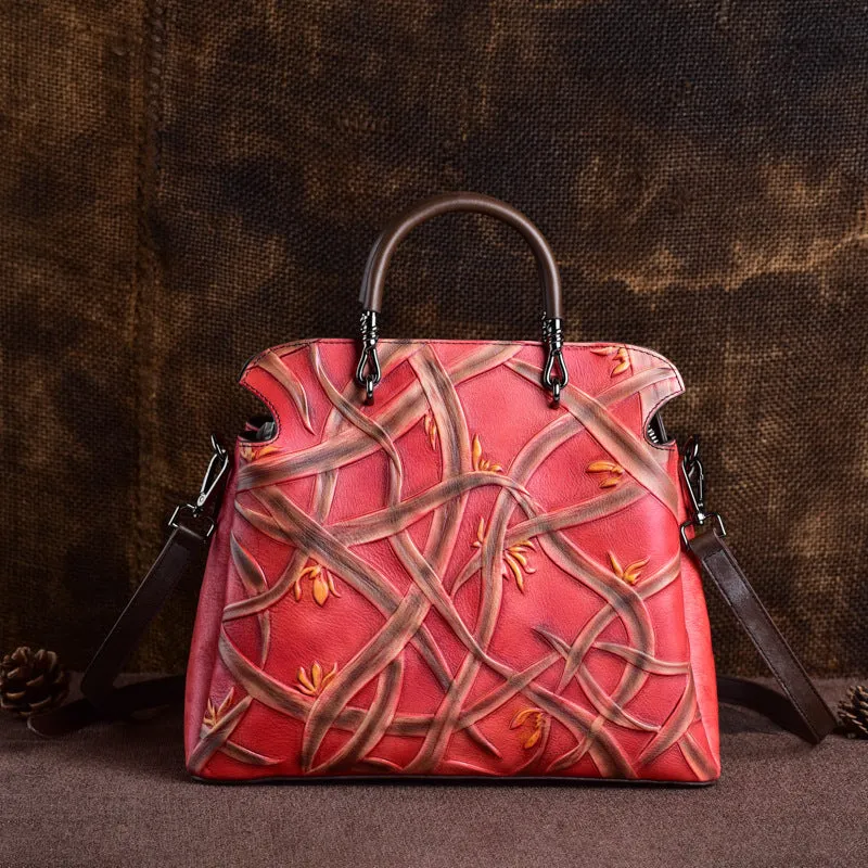 Hand-crafted Embossed Genuine Leather Crossbody Tote sold by superladystar product image thumbnail 2