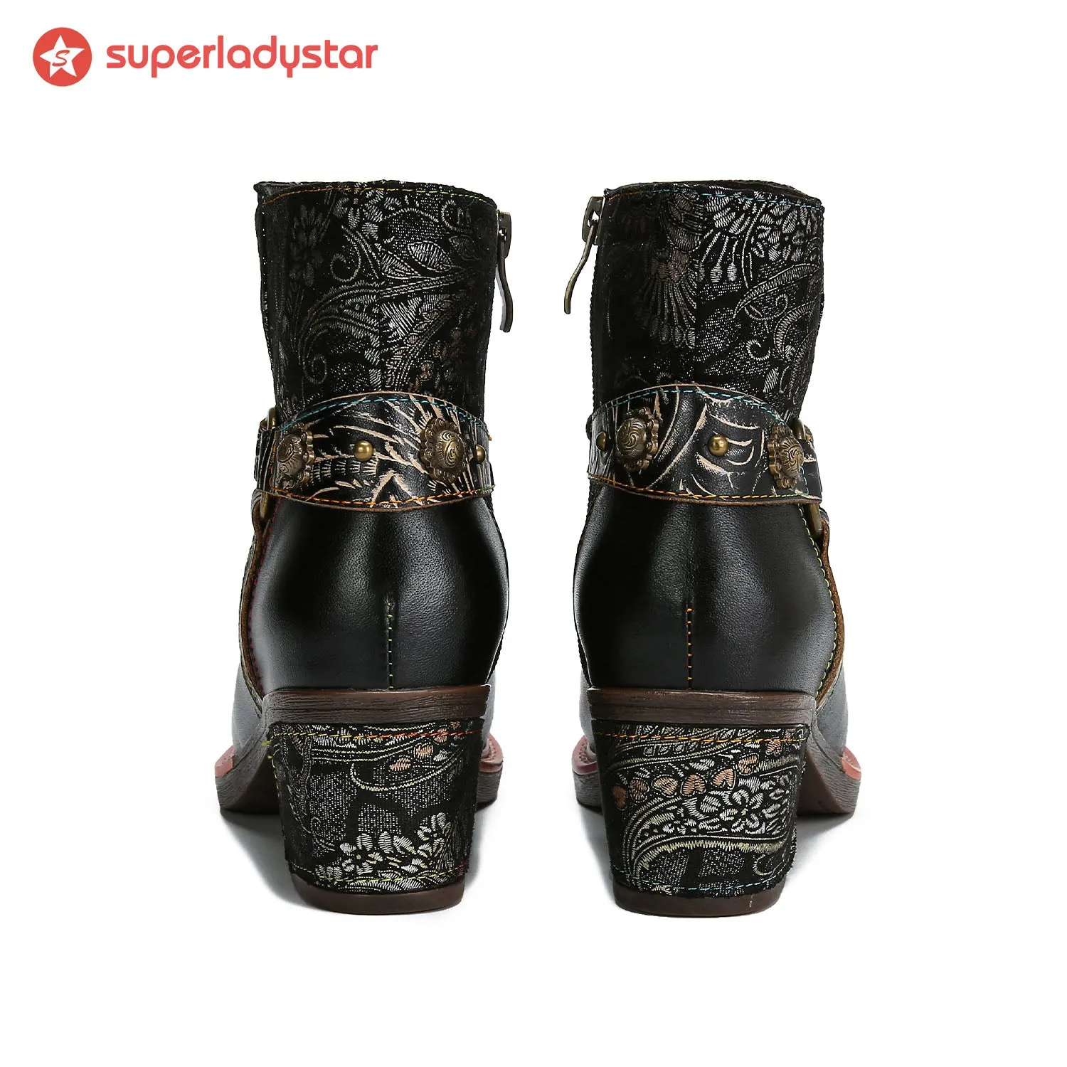 Vintage Handmade Comfort Chunky Heel Booties sold by superladystar product image thumbnail 5