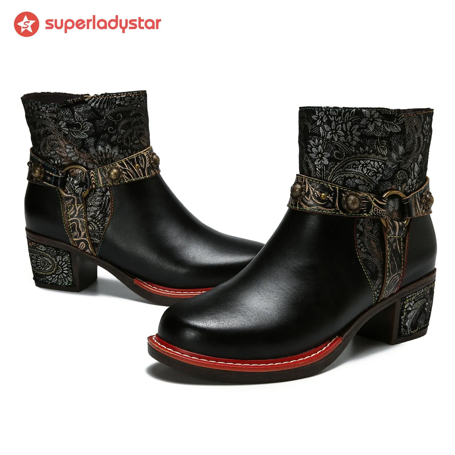Vintage Handmade Comfort Chunky Heel Booties sold by superladystar product image thumbnail 2