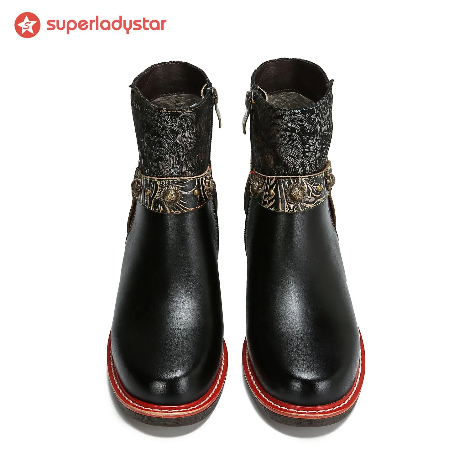 Vintage Handmade Comfort Chunky Heel Booties sold by superladystar product image thumbnail 4