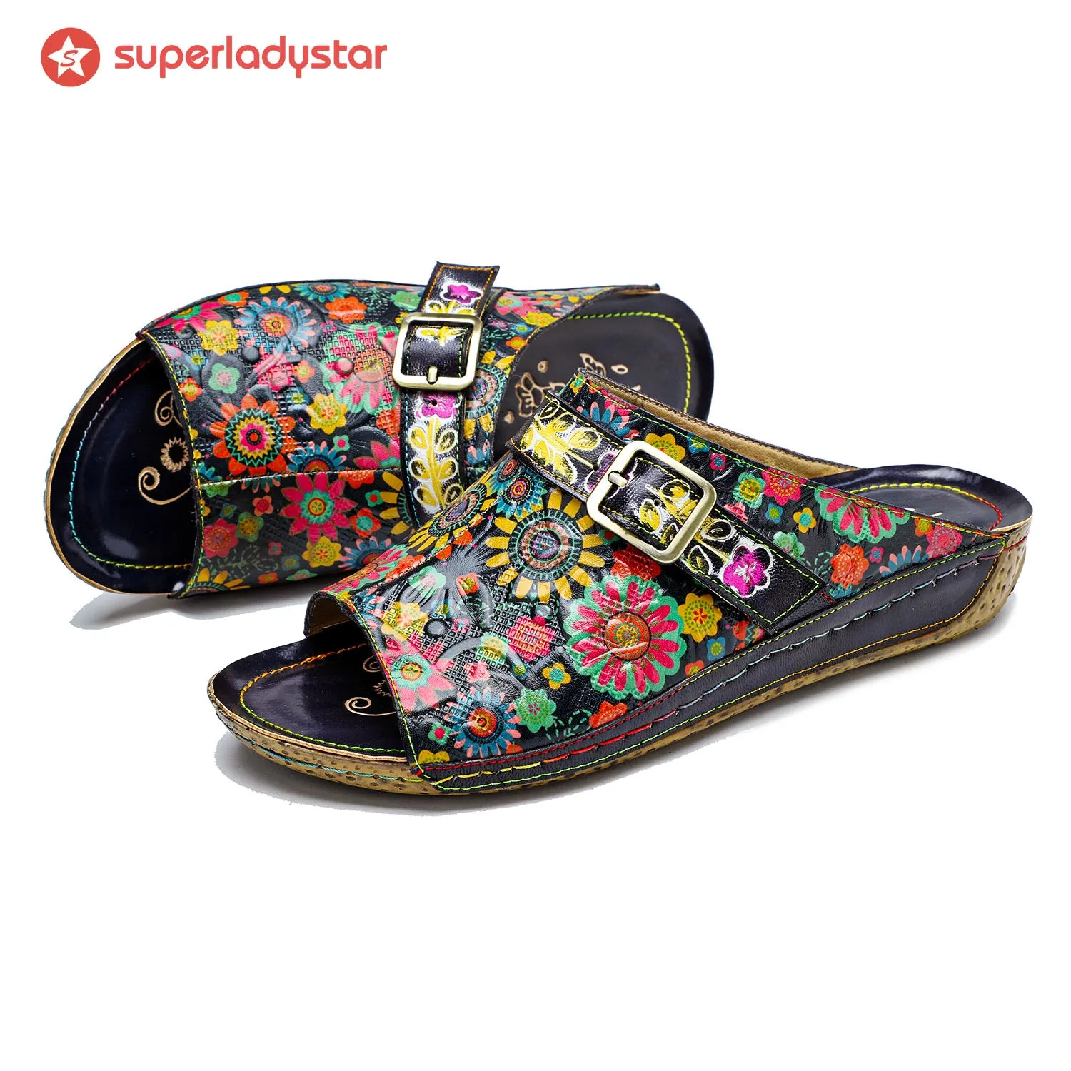 Retro Handmade Printed Colorful Sandals sold by superladystar product image thumbnail 2