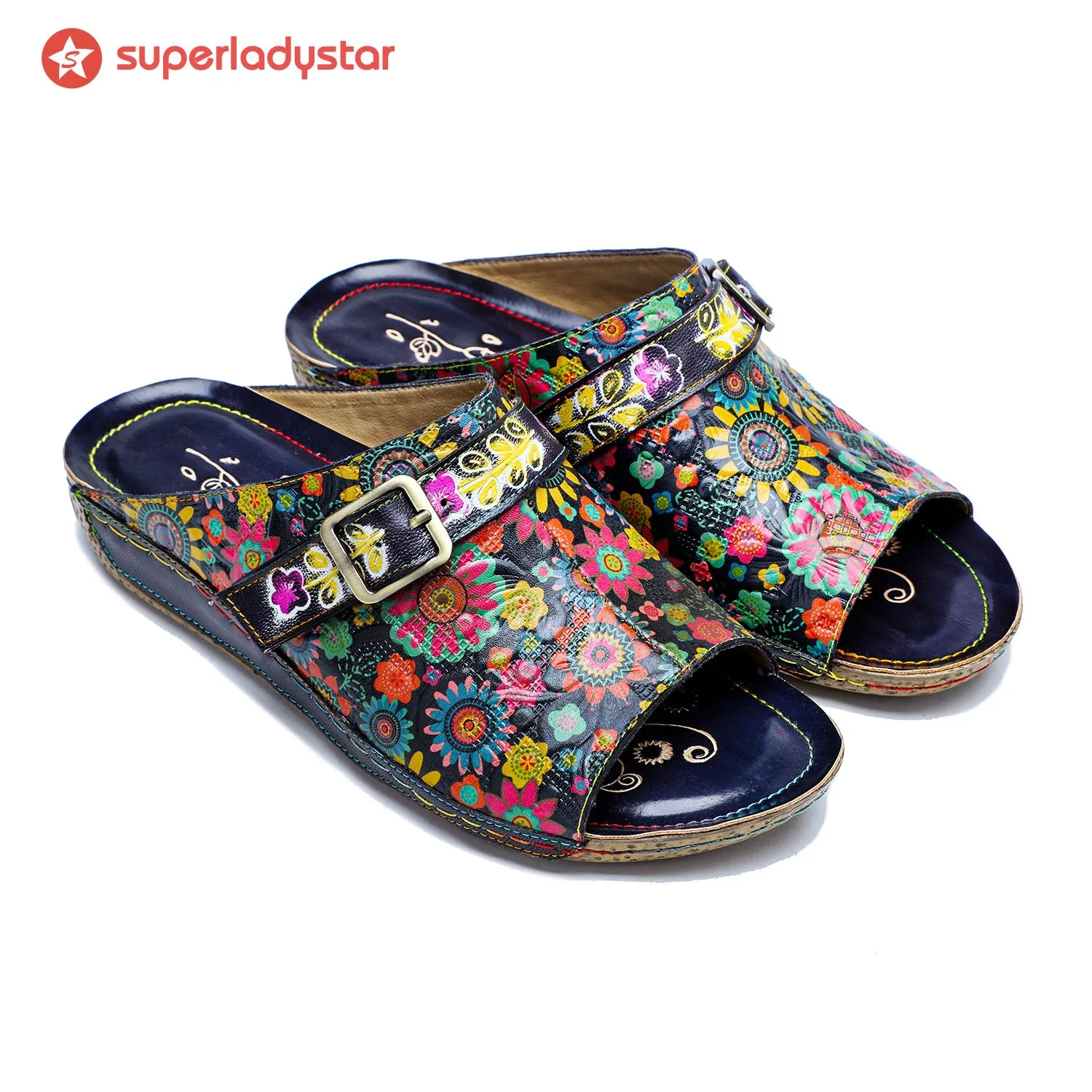 Retro Handmade Printed Colorful Sandals sold by superladystar product image thumbnail 3
