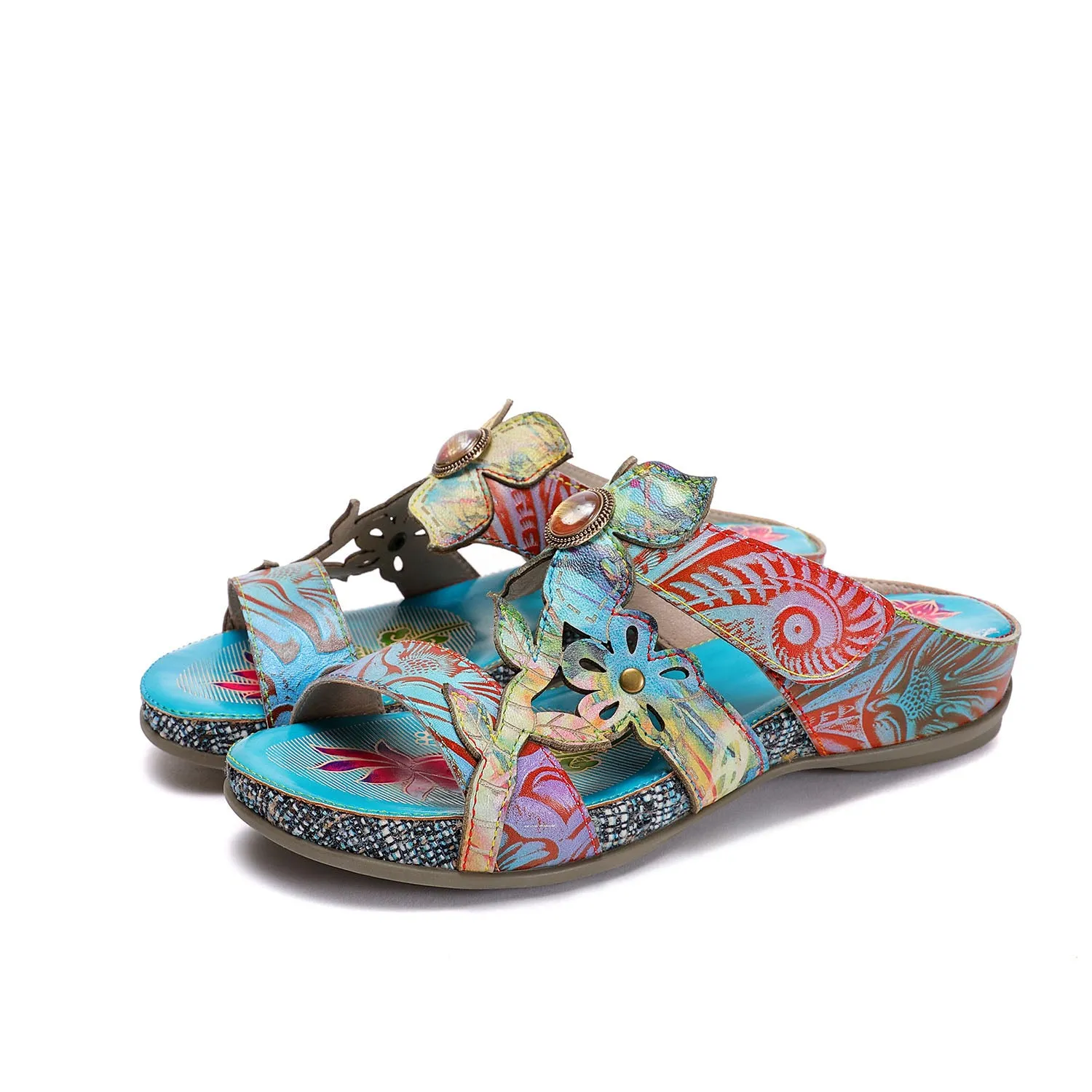 Genuine Leather Hand Painted Sandals sold by superladystar