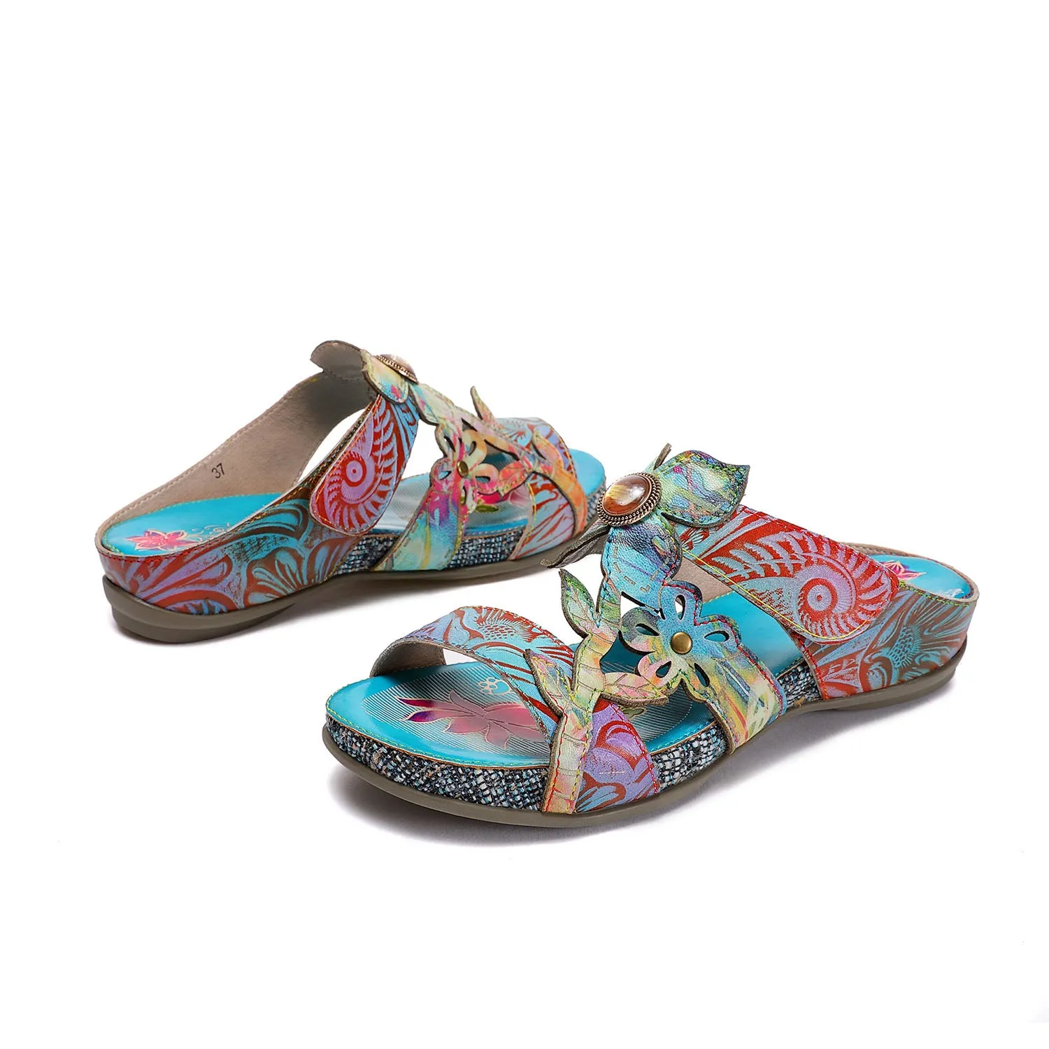 Genuine Leather Hand Painted Sandals sold by superladystar product image thumbnail 5