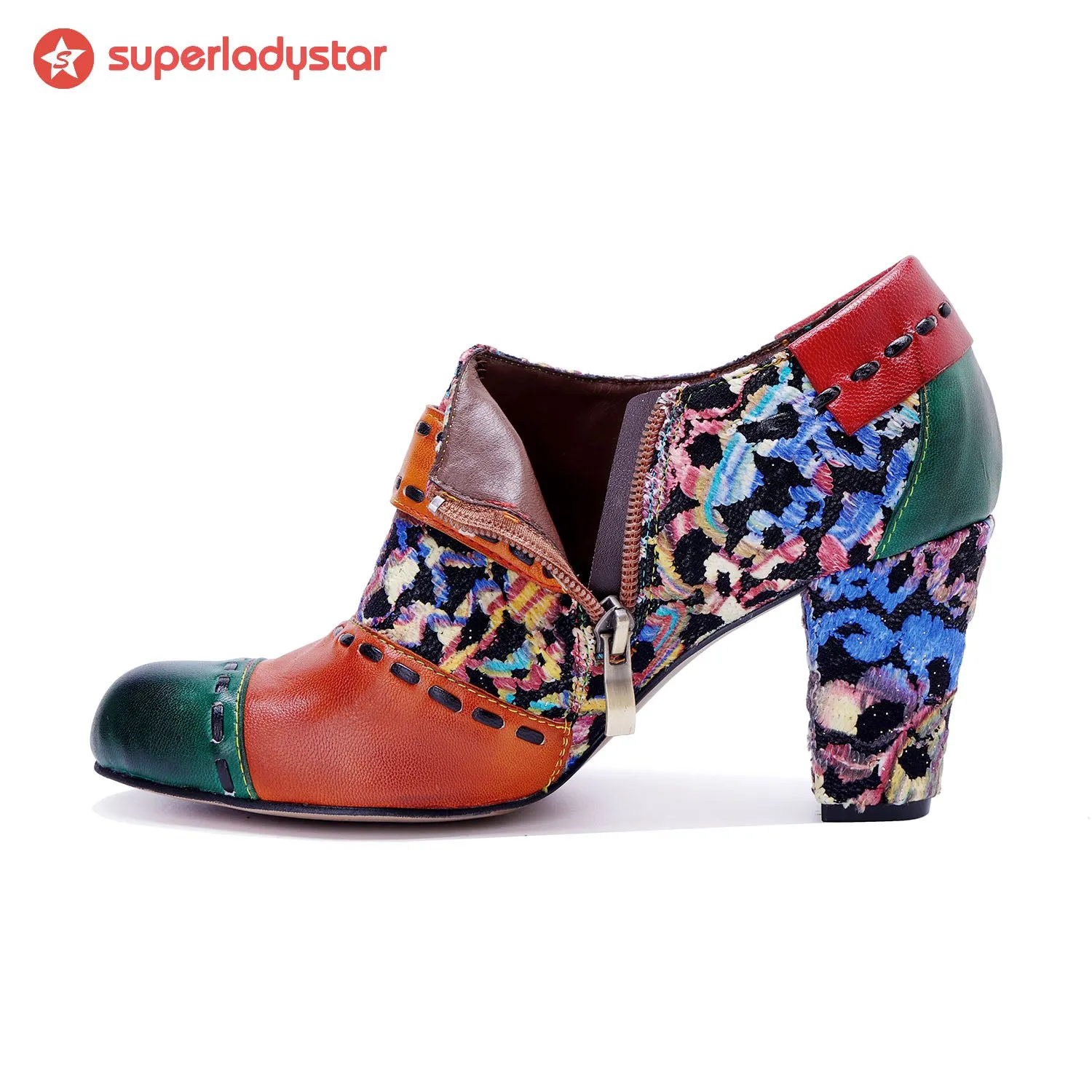 Vintage Handcrafted Colorful Graffiti Pumps sold by superladystar product image thumbnail 5