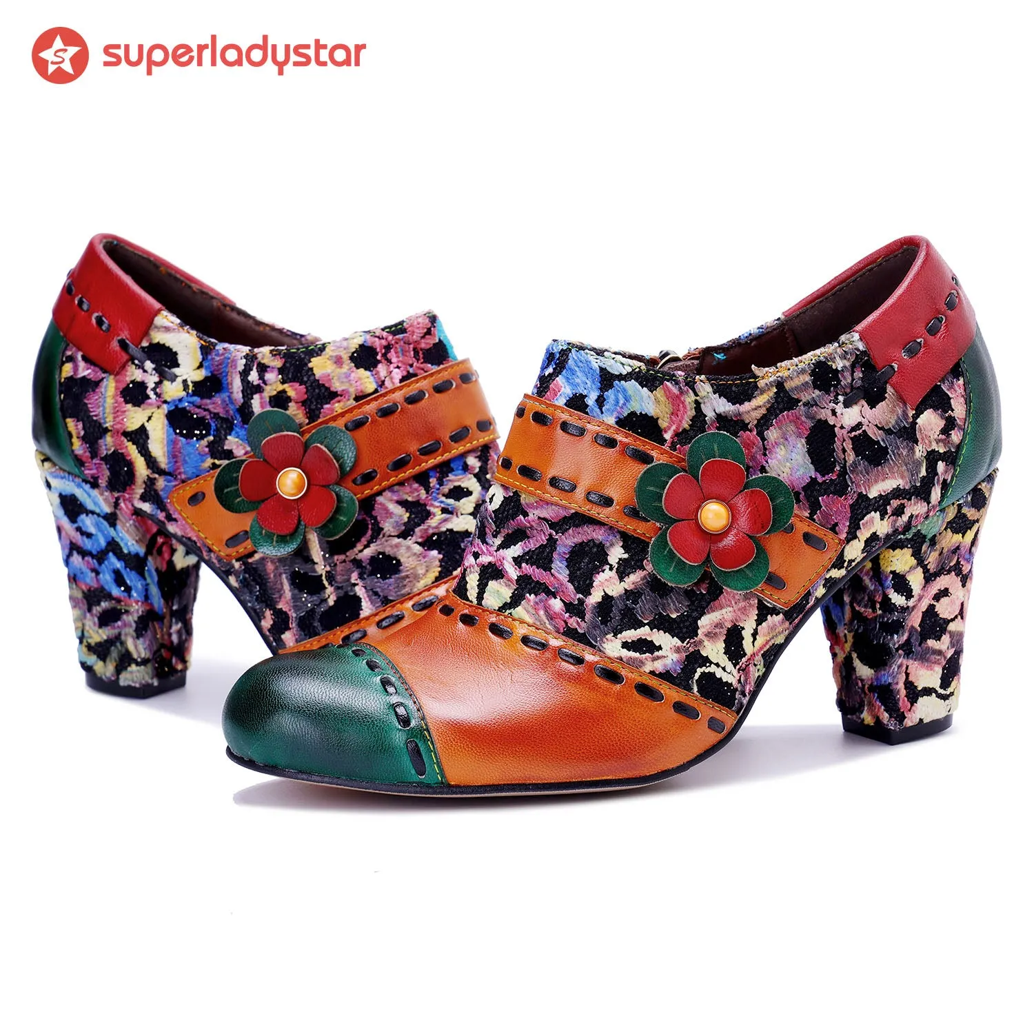 Vintage Handcrafted Colorful Graffiti Pumps sold by superladystar product image thumbnail 2