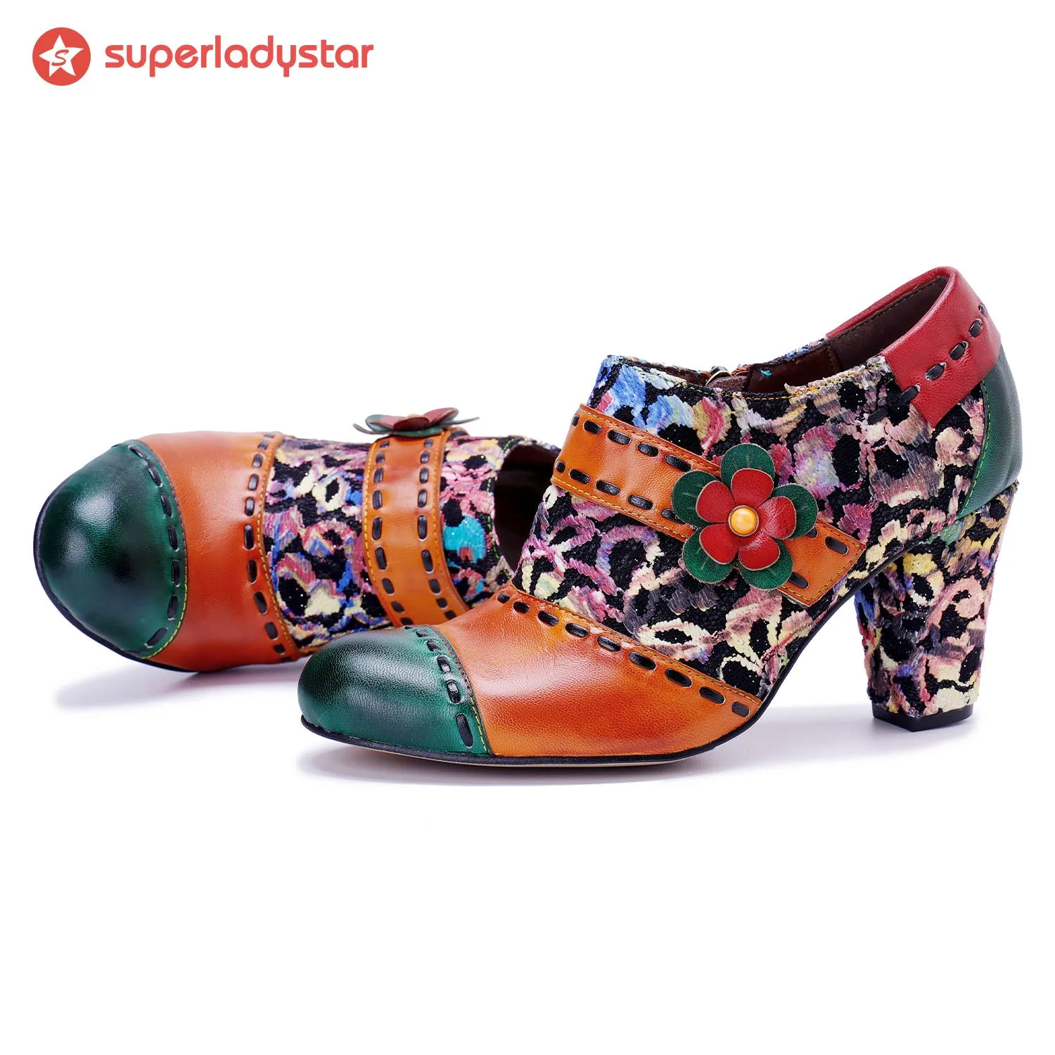 Vintage Handcrafted Colorful Graffiti Pumps sold by superladystar product image thumbnail 3