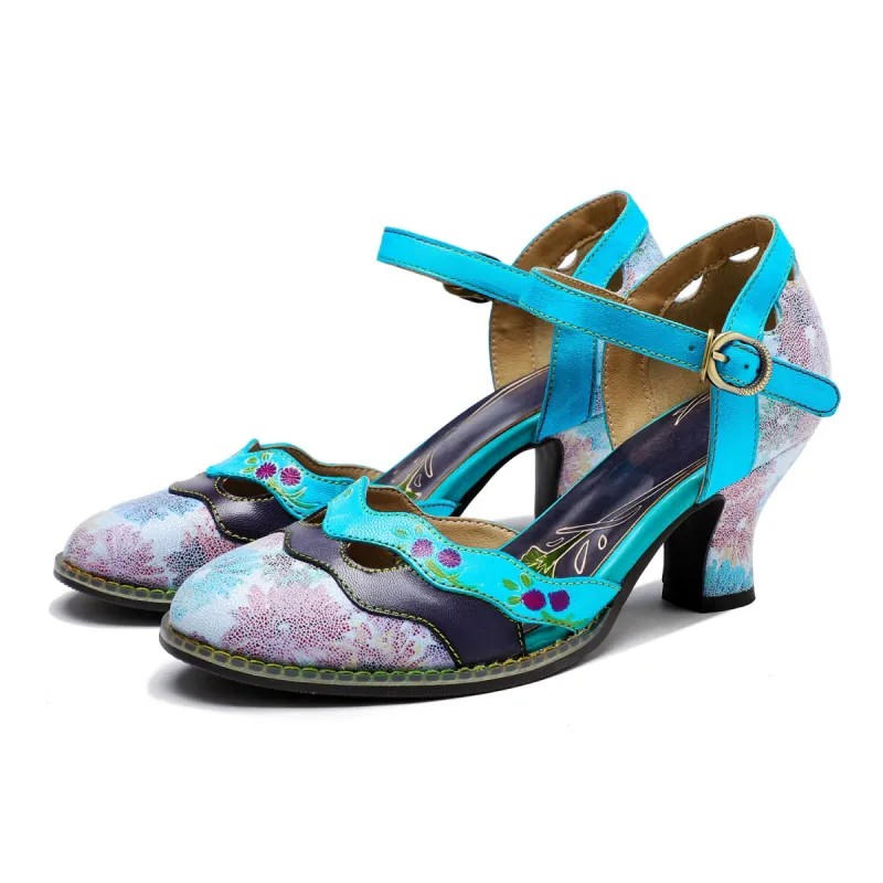 Retro Embossed Floral Leather Pumps sold by superladystar